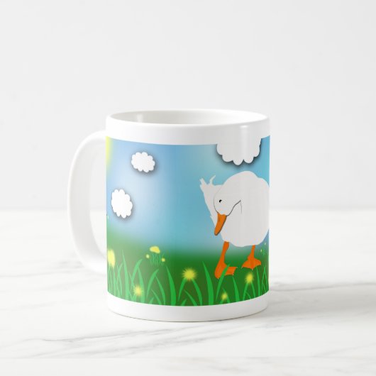 Bashful Pekin Duck Whimsical Cartoon Mok (Voorkant links)
