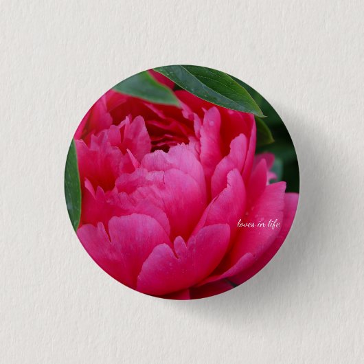 Bashful Pink Peony Ronde Button 3,2 Cm (Voorkant)