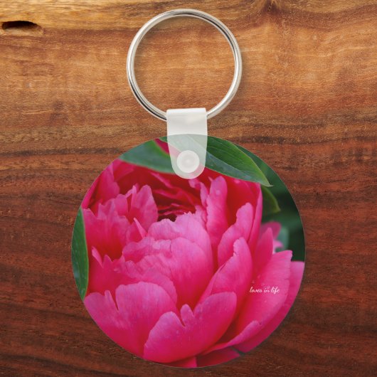 Bashful Pink Peony Sleutelhanger (Voorkant)