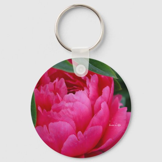 Bashful Pink Peony Sleutelhanger (Achterkant)