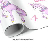 Bashful Unicorn personaliseer de naam Roze sterren Cadeaupapier