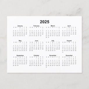 Basic 2025 Maandelijkse kalender Briefkaart