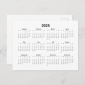 Basic 2025 Maandelijkse kalender Briefkaart (Voorkant / Achterkant)