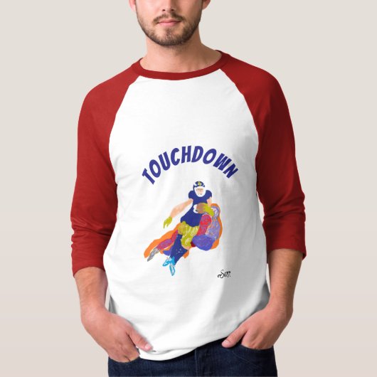 Basic 3/4 mouw raglan T-shirt: Touchdown T-shirt (Voorkant)