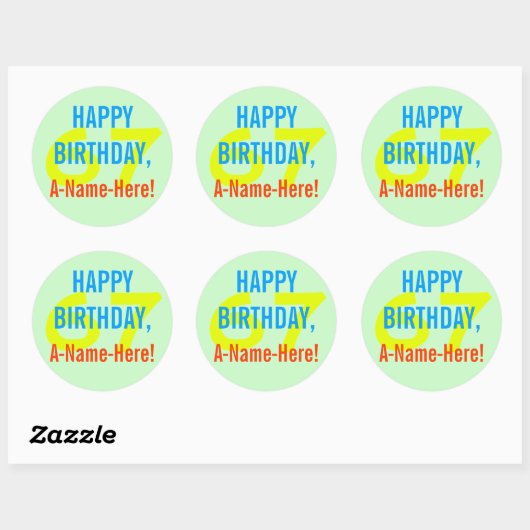 Basic 67th Birthday Sticker (Vel)