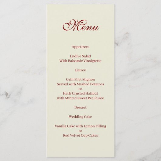 Basic and Elegant beige and burgundy Menu (Voorkant)