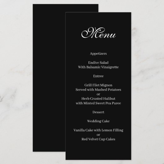 Basic and Elegant black and white Menu (Voorkant / Achterkant)