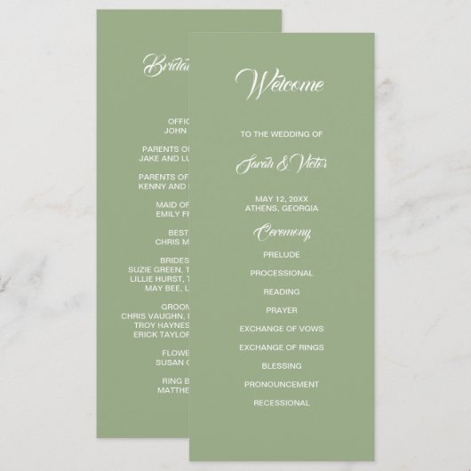 Basic and Elegant double side program card  Programmakaart (Voorkant / Achterkant)