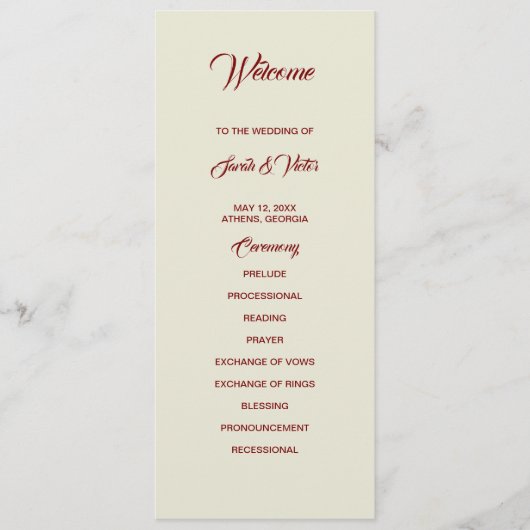 Basic and Elegant double side program card  Programmakaart (Voorkant)