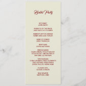 Basic and Elegant double side program card  Programmakaart (Achterkant)