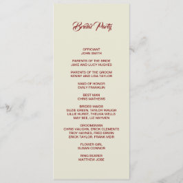 Basic and Elegant double side program card Programmakaart