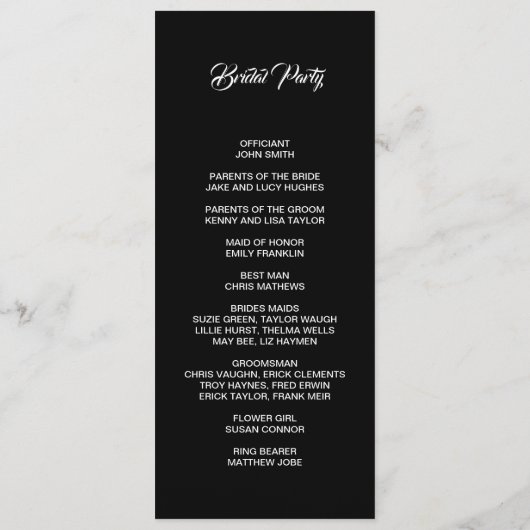 Basic and Elegant double sided program card Programmakaart (Achterkant)