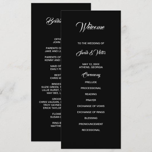 Basic and Elegant double sided program card Programmakaart (Voorkant / Achterkant)