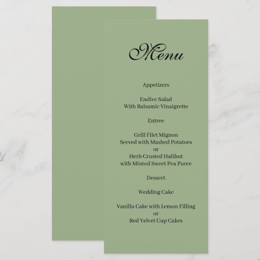 Basic and Elegant green and white Menu (Voorkant / Achterkant)