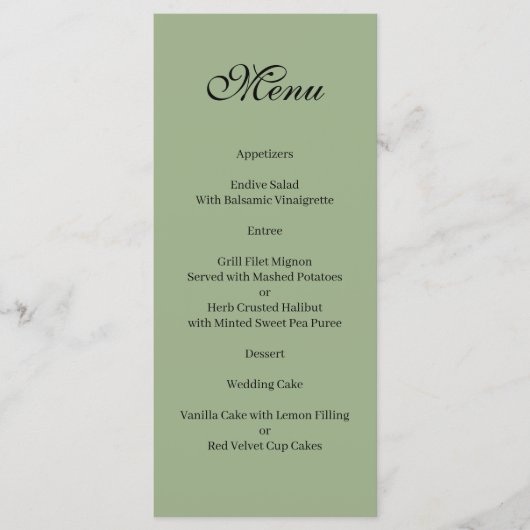 Basic and Elegant green and white Menu (Voorkant)