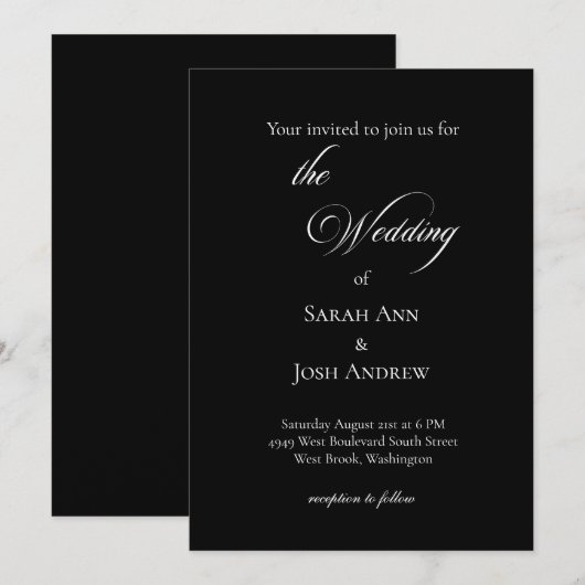 Basic and Elegent Wedding Invitation Kaart (Voorkant / Achterkant)