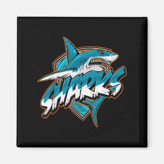  Basic Animal Funny Shark Retro Schattigee meme Magneet (Voorkant)