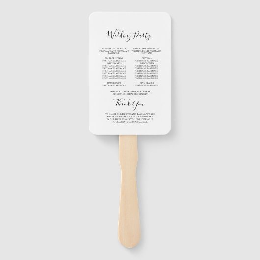 Basic Black and White Wedding Ceremonony Program Handwaaier (Achterkant)