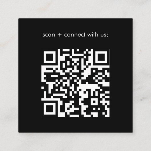 Basic Black Business Logo QR Code  Vierkante Visitekaartje (Achterkant)