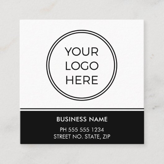 Basic Black Business Logo QR Code Vierkante Visitekaartje (Voorkant)