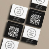Basic Black Business Logo QR Code Vierkante Visitekaartje