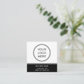 Basic Black Business QR Code Logo Vierkante Visitekaartje (Staand voorkant)