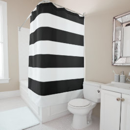 Basic Black en White Striped Douchegordijn