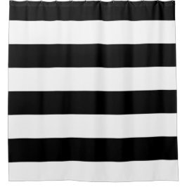 Basic Black en White Striped Douchegordijn