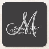 Basic Black Fabulous Wedding Monogram - Uitstekend Kartonnen Onderzetters (Voorkant)