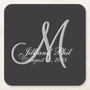 Basic Black Fabulous Wedding Monogram - Uitstekend Kartonnen Onderzetters