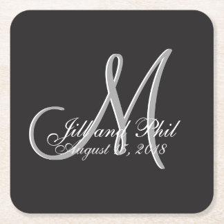 Basic Black Fabulous Wedding Monogram - Uitstekend Kartonnen Onderzetters