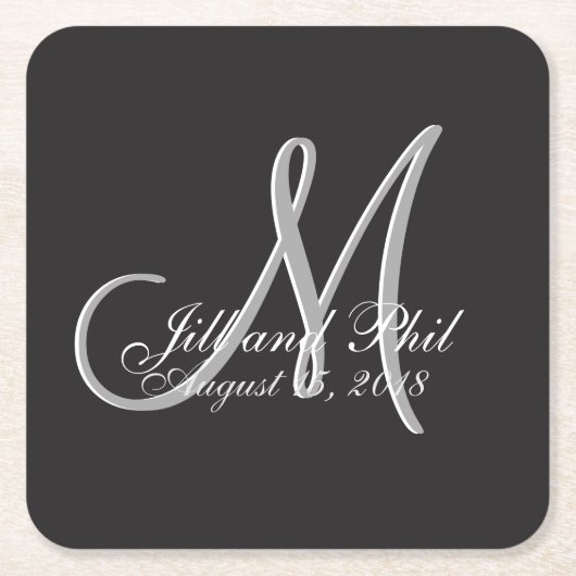 Basic Black Fabulous Wedding Monogram - Uitstekend Kartonnen Onderzetters (Voorkant)