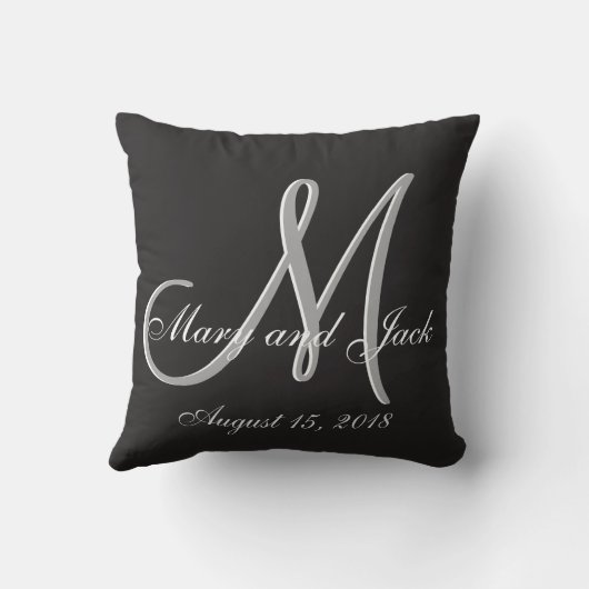 Basic Black Fabulous Wedding Monogram - Uitstekend Kussen (Achterkant)