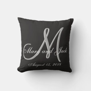 Basic Black Fabulous Wedding Monogram - Uitstekend Kussen