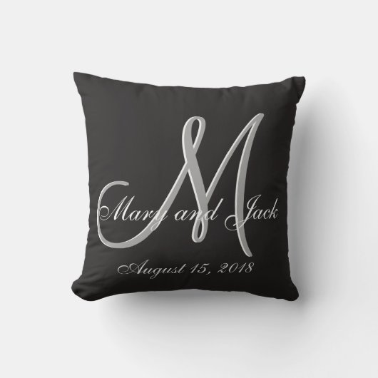 Basic Black Fabulous Wedding Monogram - Uitstekend Kussen (Voorkant)