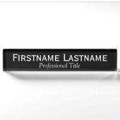 Basic Black met witte naam en professionele titel Naambordje (Voorkant)