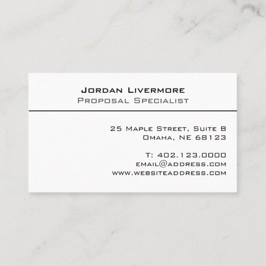 Basic Black Professional, eenvoudig, modern Visitekaartje (Achterkant)