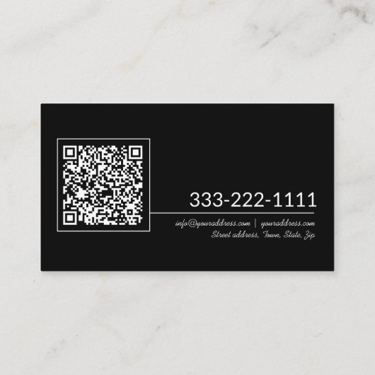 Basic Black QR Code Business Logo Aangepast Visitekaartje (Achterkant)