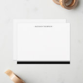 Basic Black Stripe Stationery Notitiekaartje (Voorkant / Achterkant in situ)