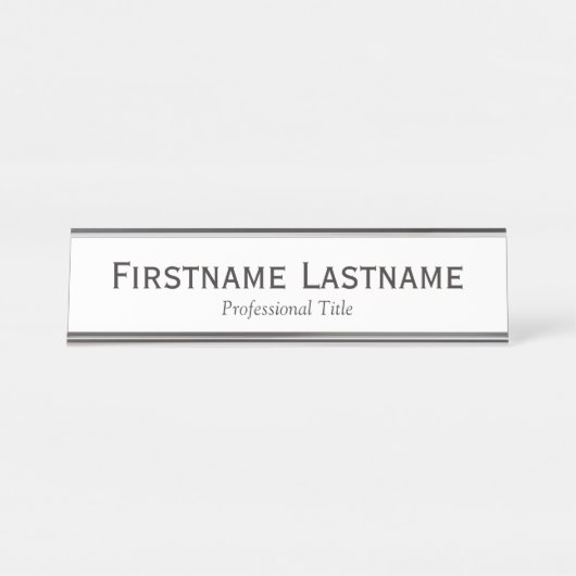 Basic Black White Name en Professional Title Bureau Naambordje (Voorkant)