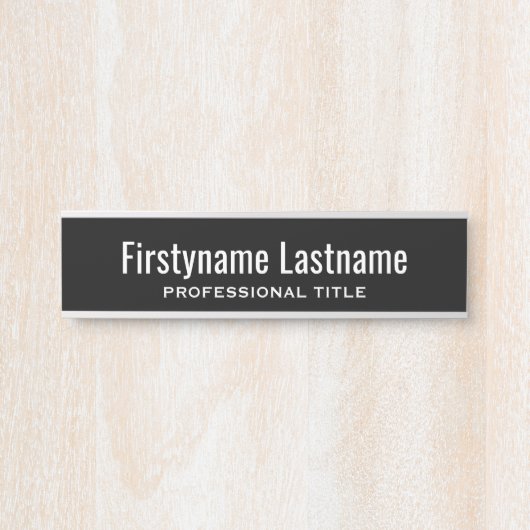Basic Black White Name en Professional Title Deurbordje (Voorkant)