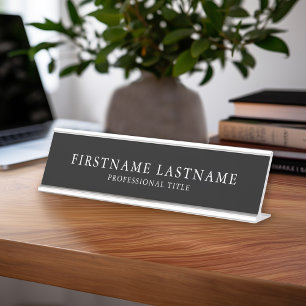 Basic Black White Traditionele benaming Titel Gara Bureau Naambordje