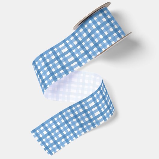 Basic blauw geplakt satijn lint (Achterkant)