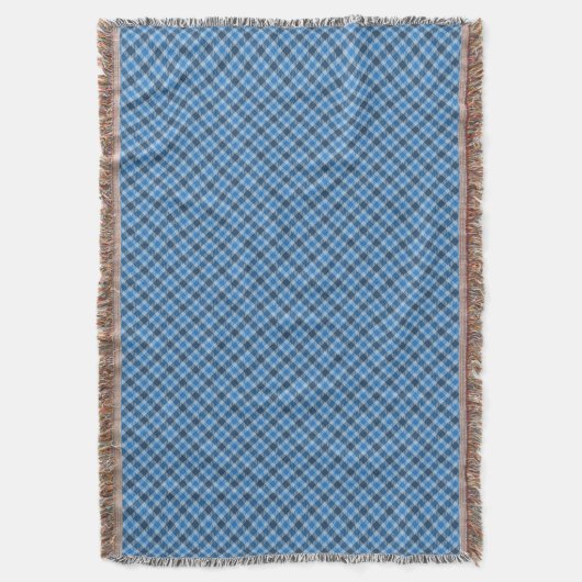 Basic Blue/Baby Blue Gingham Diagonal Plaid Deken (Voorkant Verticaal)