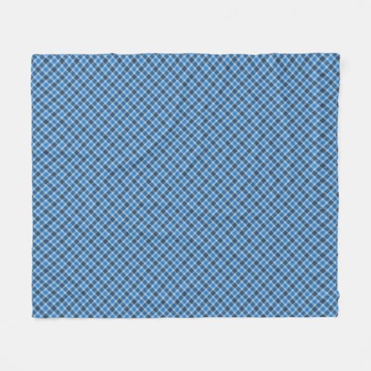 Basic Blue/Baby Blue Gingham Diagonal Plaid Fleece Deken (Voorkant (Horizontaal))