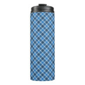 Basic Blue/Baby Blue Gingham Diagonal Plaid Thermosbeker (Voorkant)