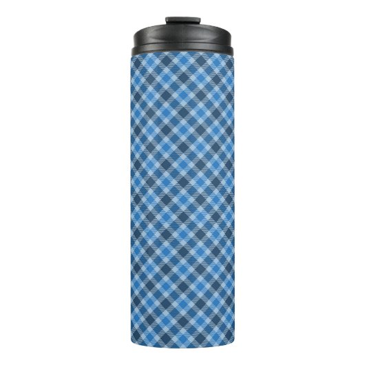 Basic Blue/Baby Blue Gingham Diagonal Plaid Thermosbeker (Voorkant)
