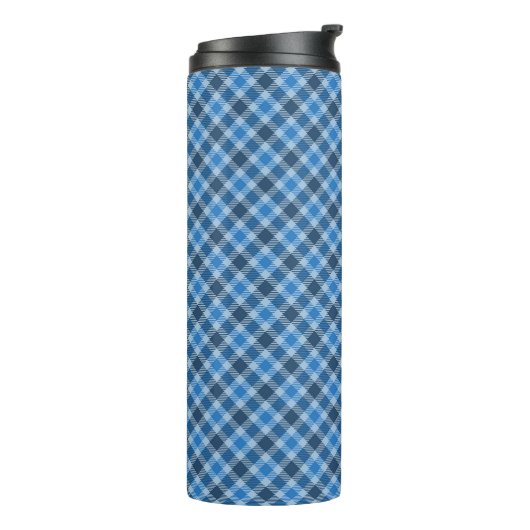 Basic Blue/Baby Blue Gingham Diagonal Plaid Thermosbeker (Gedraaid links)
