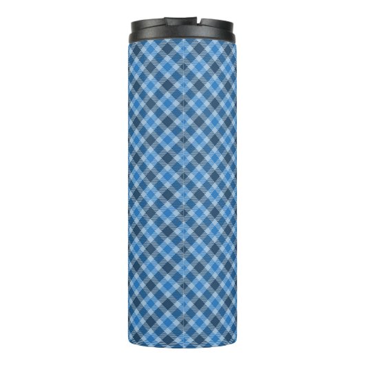 Basic Blue/Baby Blue Gingham Diagonal Plaid Thermosbeker (Achterkant)