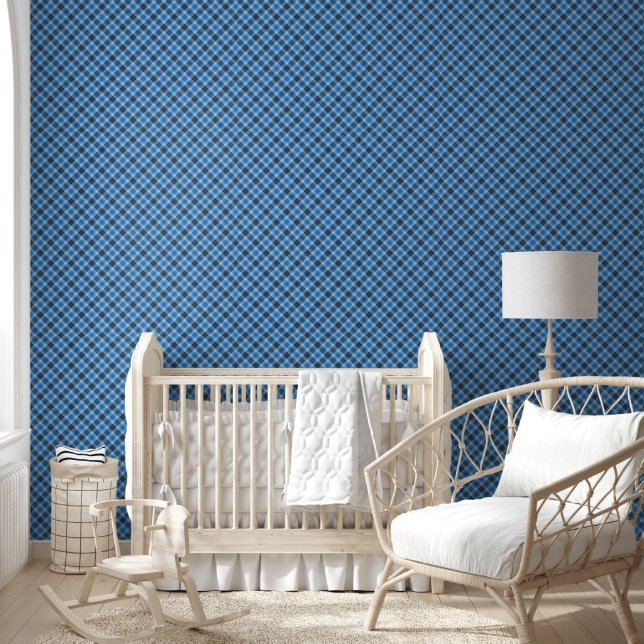 basic blue/baby blue gingham plaid  behang (Kinderen)